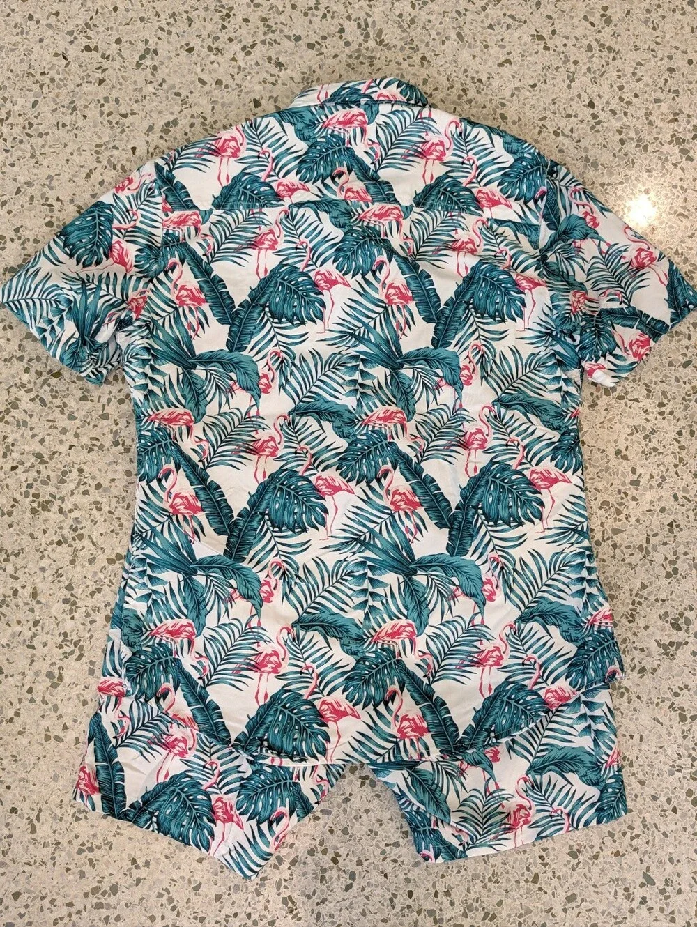 NWT Free Planet Men's 2 Piece Tropical Flamingo Surf & Swim Set